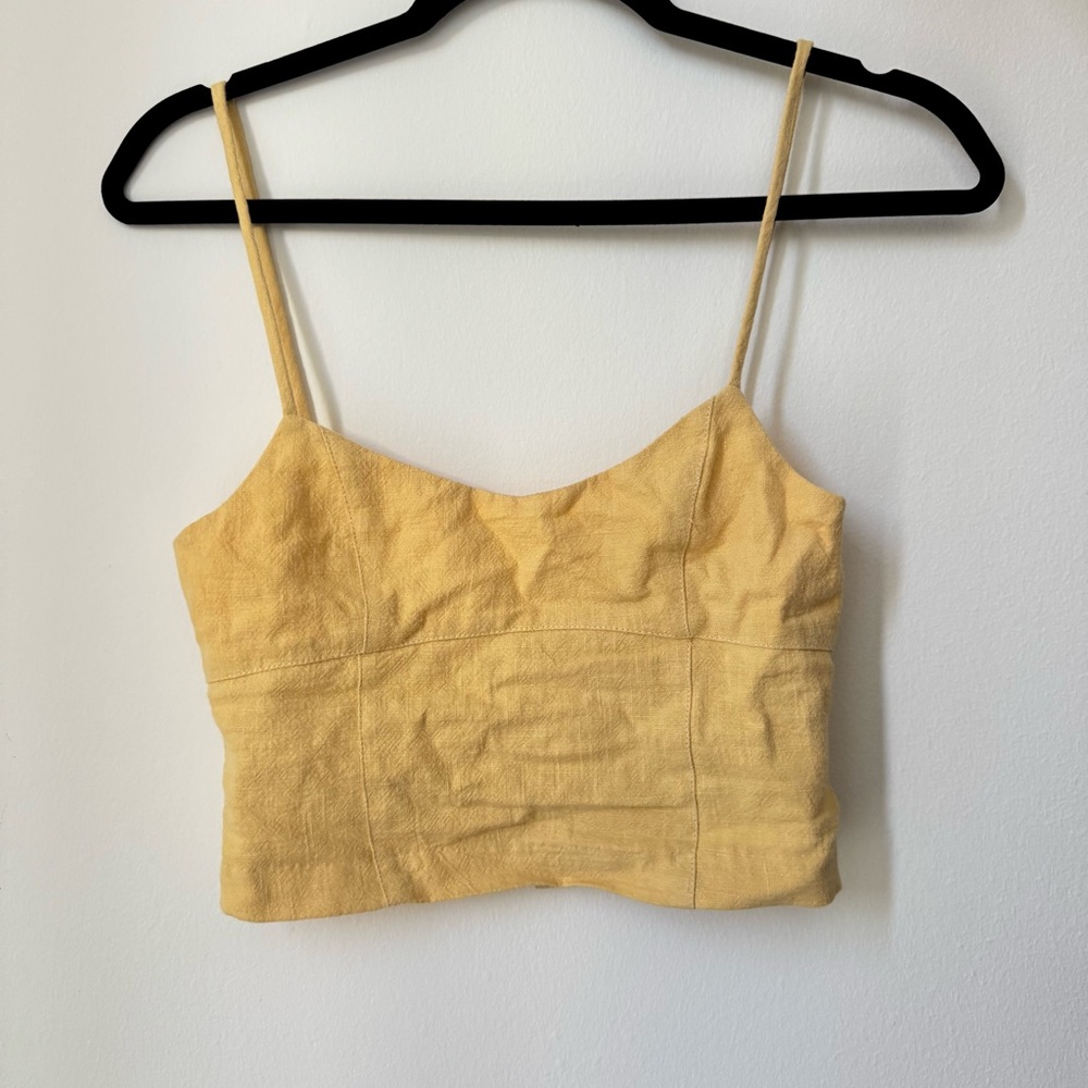 Bec + Bridge Yellow Ruched Crop Camisole